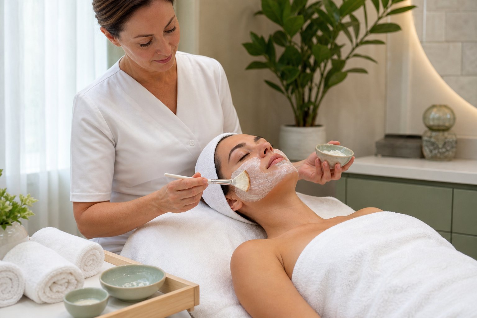 Facial treatment in progress at Twistyle Hair and Beauty Salon, South Bopal, Ahmedabad