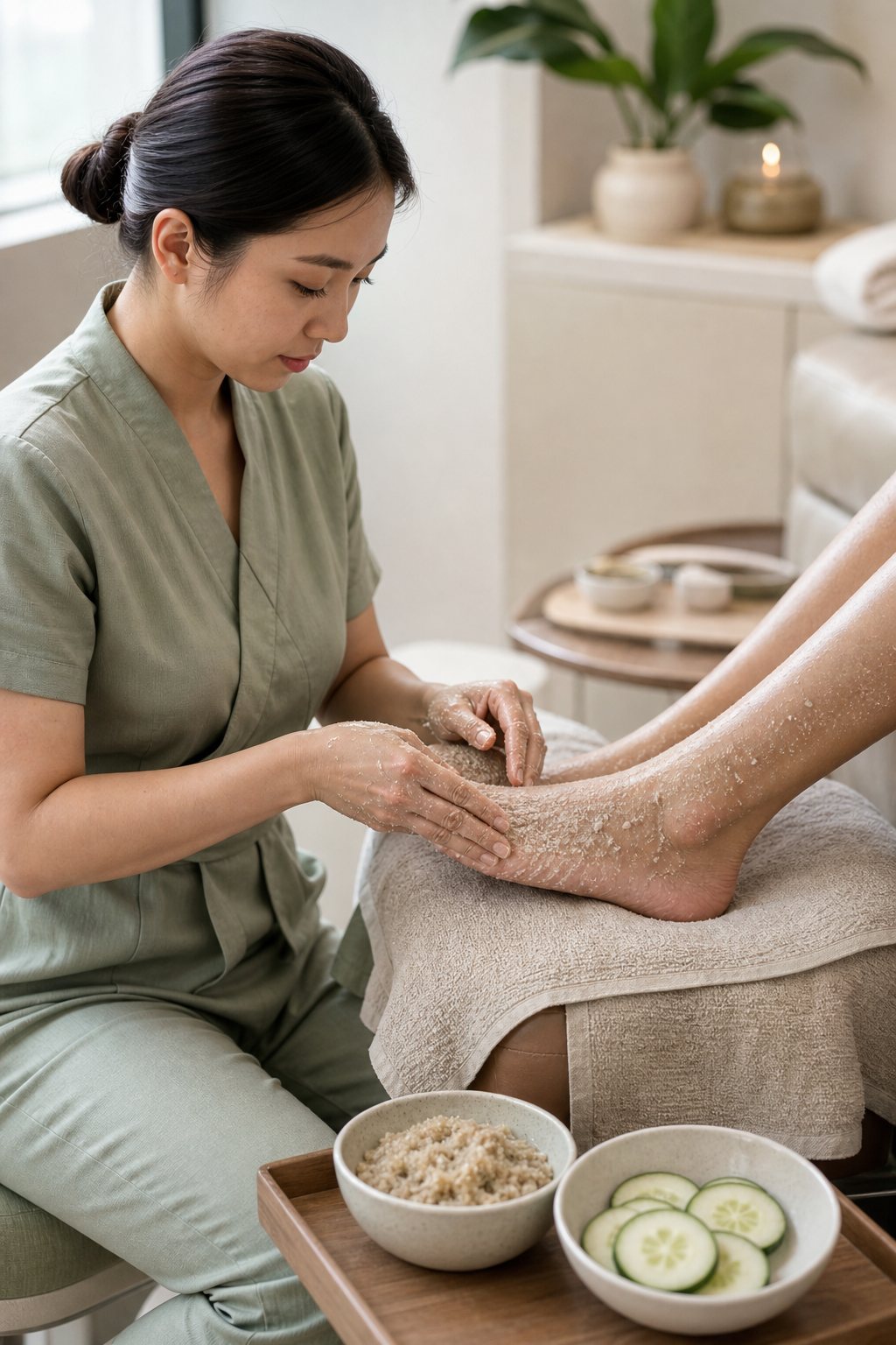 Pedicure scrub treatment at Twistyle Salon, South Bopal, Ahmedabad